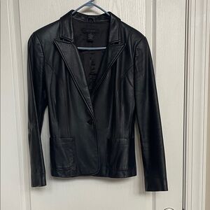 Black 100% Leather Blazer Jacket size 6